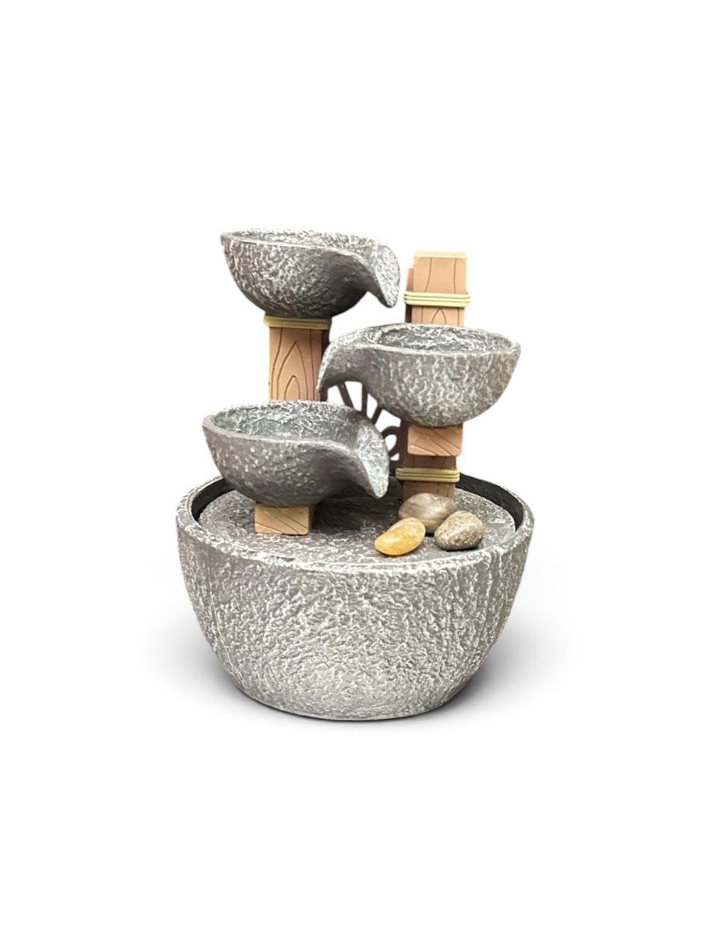 Gray Three-Tier Indoor Water Fountain - Decorative Home Dining Accent